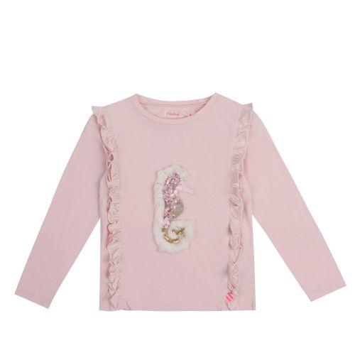Girls Pink Embellished Seahorse L/s T Shirt 45419 by Billieblush from Hurleys