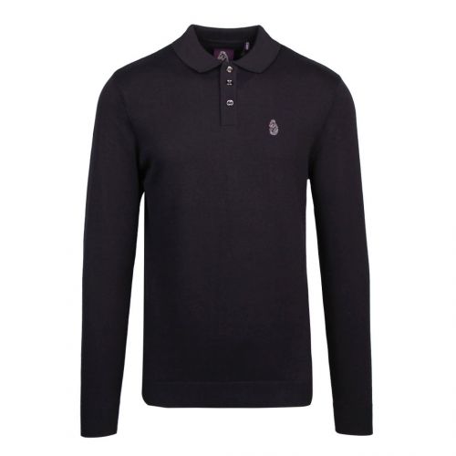 Mens Very Dark Navy Magnesium Knitted L/s Polo Shirt 93443 by Luke 1977 from Hurleys