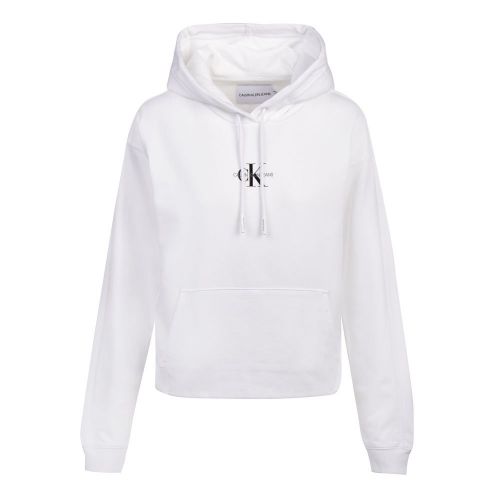 Womens Bright White Cropped Monogram Hoodie 90809 by Calvin Klein from Hurleys