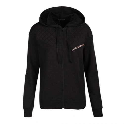 Womens Black Quilted Terry Hooded Tracksuit 95252 by Emporio Armani Bodywear from Hurleys