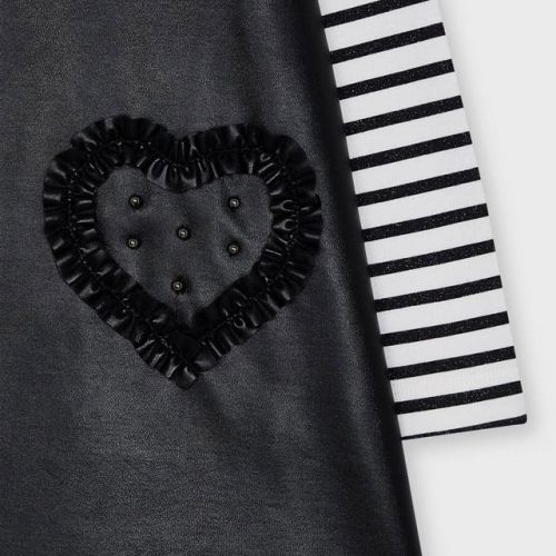 Girls Black PU Heart Dress & L/s T Shirt 94020 by Mayoral from Hurleys