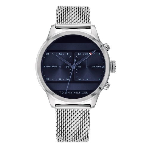 Mens Silver/Blue Icon Mesh Watch 44220 by Tommy Hilfiger from Hurleys