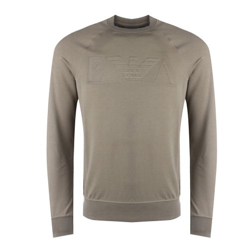 Mens Green Embossed Logo Crew Sweat Top 29165 by Emporio Armani from Hurleys