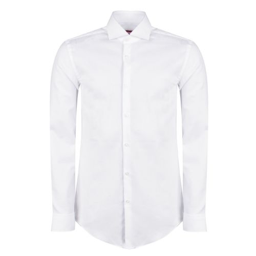 Mens White Kason Textured Slim Fit L/s Shirt 34217 by HUGO from Hurleys