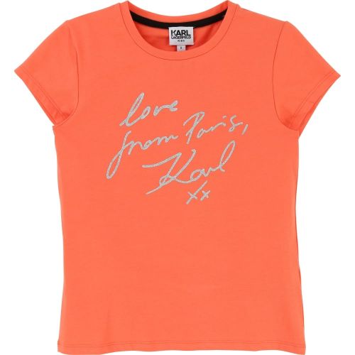 Girls Coral Love Karl S/s T Shirt 19595 by Karl Lagerfeld Kids from Hurleys
