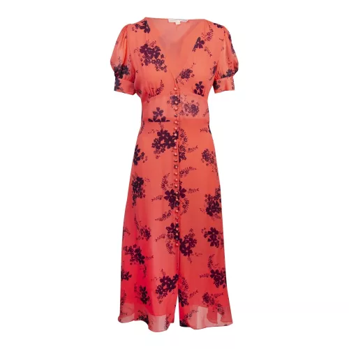 Womens Coral Peach Blooming Bouquet Print Midi Dress 58690 by Michael Kors from Hurleys