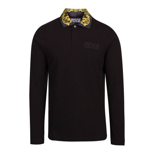 Mens Black Baroque Collar L/s Polo Shirt 90334 by Versace Jeans Couture from Hurleys