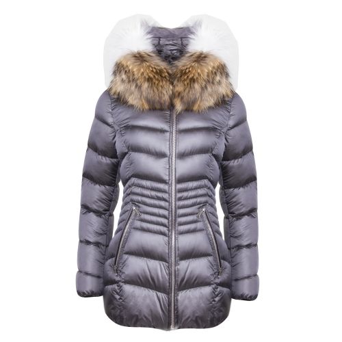 Womens Grey/Tri Colour B220M Mid Length Padded Jacket 30951 by Froccella from Hurleys