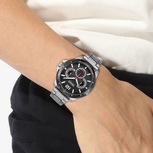 Mens Silver/Black Sport Bracelet Watch 87187 by HUGO from Hurleys