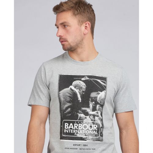 Mens Grey Marl Mechanic Steve S/s T Shirt 95589 by Barbour Steve McQueen Collection from Hurleys
