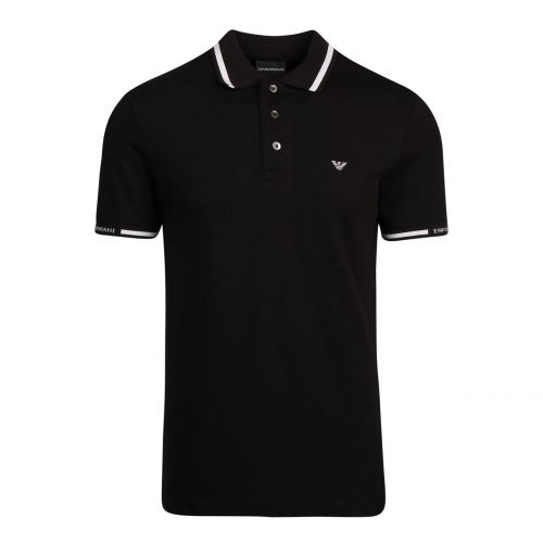 Mens Black Branded Cuff S/s Polo Shirt 77949 by Emporio Armani from Hurleys