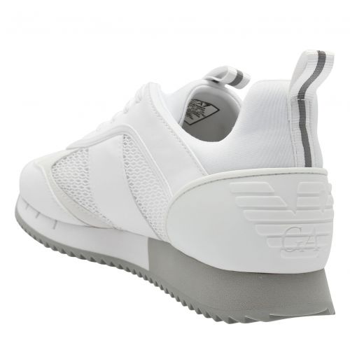 Mens White/Silver Branded Mesh Trainers 84965 by EA7 from Hurleys