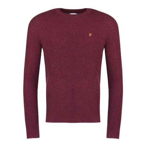 Mens Red Marl Garway Crew Knitted Jumper 32695 by Farah from Hurleys