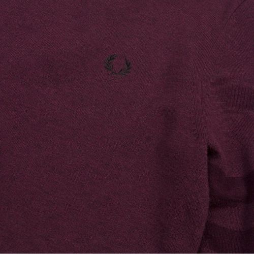 Mens Mahogany Marl Tipped Sleeve Crew Knitted Jumper 52230 by Fred Perry from Hurleys