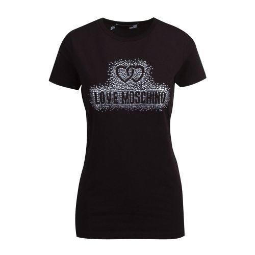 Womens Black Crystal Logo S/s T Shirt 73293 by Love Moschino from Hurleys