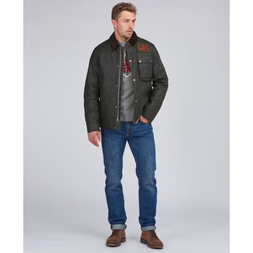 Mens Sage Green Workers Waxed Jacket 97449 by Barbour Steve McQueen Collection from Hurleys