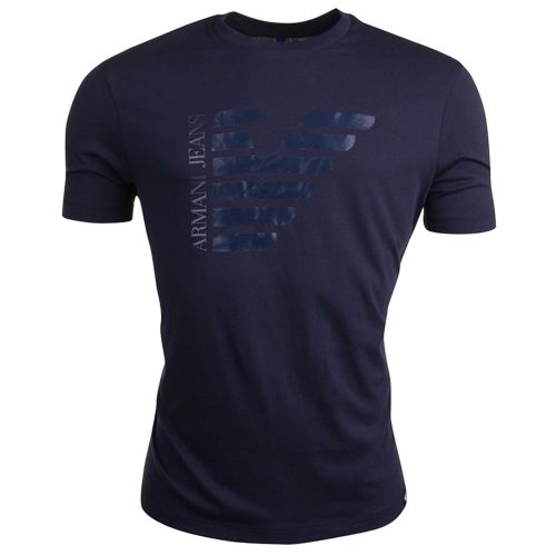Mens Navy Eagle Chest S/s Tee Shirt 11029 by Armani Jeans from Hurleys