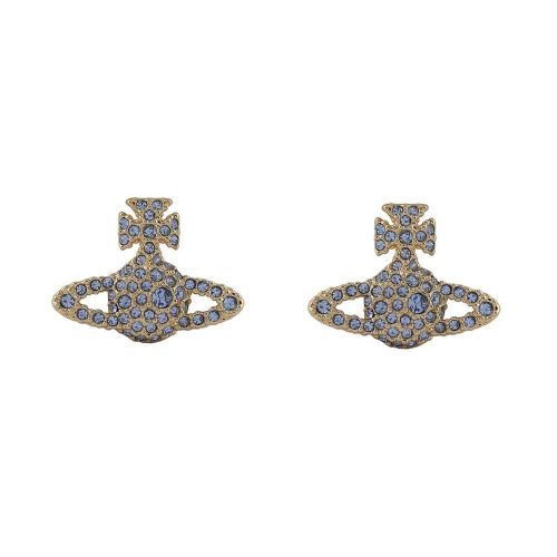 Womens Gold/Light Sapphire Grace Bas Relief Stud Earrings 91216 by Vivienne Westwood from Hurleys
