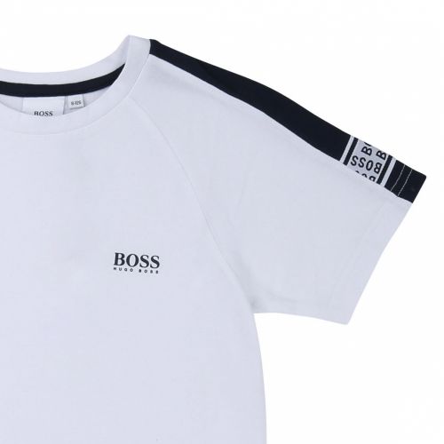 Boys White Logo Trim S/s T Shirt 55951 by BOSS from Hurleys
