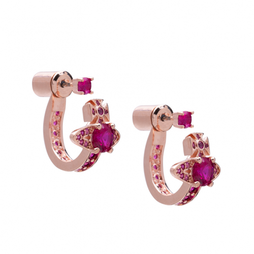Womens Pink Gold/Dark Pink Maitena Earrings 102168 by Vivienne Westwood from Hurleys