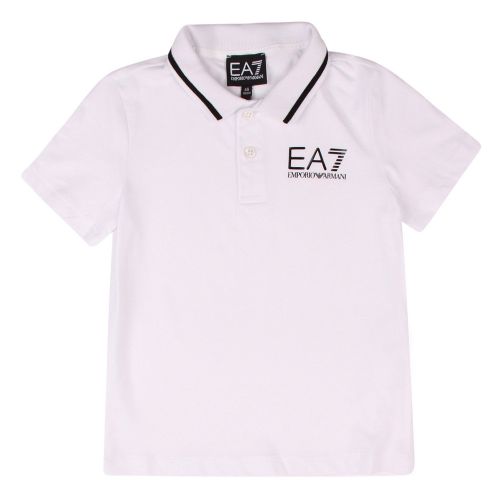 Boys White Tipped Logo S/s Polo Shirt 38061 by EA7 Kids from Hurleys