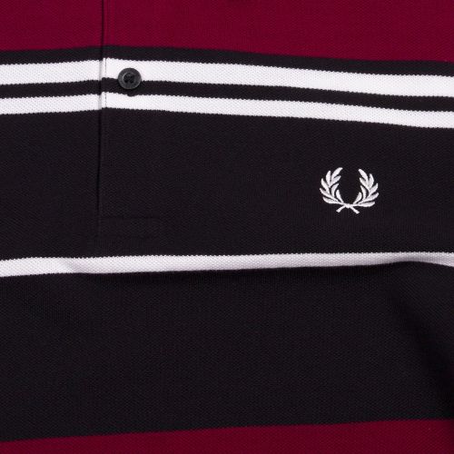 Mens Black/Red Block Stripe S/s Polo Shirt 58901 by Fred Perry from Hurleys