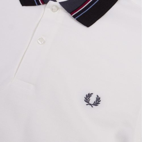 Mens Snow White Stripe Collar S/s Polo Shirt 42950 by Fred Perry from Hurleys