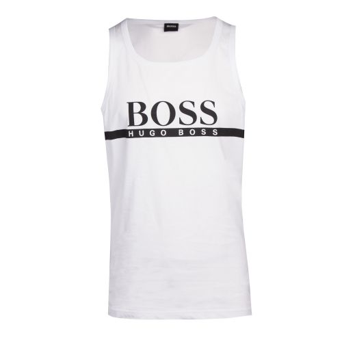 Mens Off White Big Logo Beach Tank Top 37714 by BOSS from Hurleys