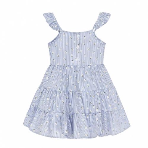 Girls Blue Daisy Stripe Cotton Dress 58309 by Mayoral from Hurleys