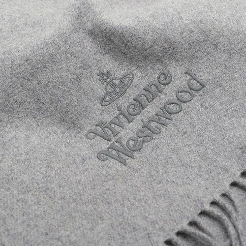 Mens Light Grey Mel Embroidered Lambswool Scarf 98220 by Vivienne Westwood from Hurleys