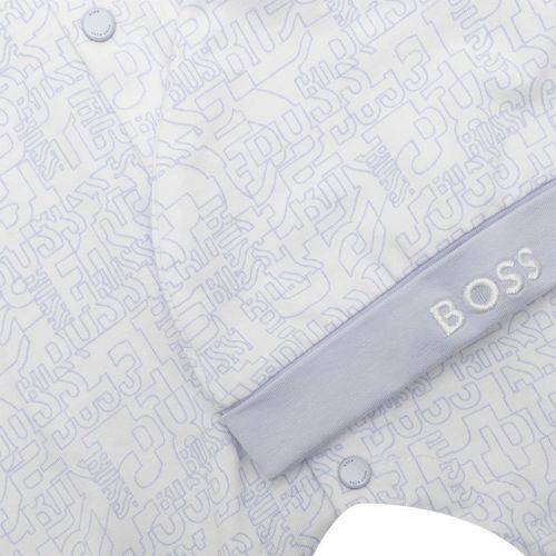 Baby Pale Blue/White Hat + Babygrow Set 101856 by BOSS from Hurleys