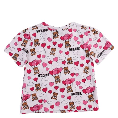 Girls White/Pink Toy Balloon Print S/s T Shirt 58411 by Moschino from Hurleys