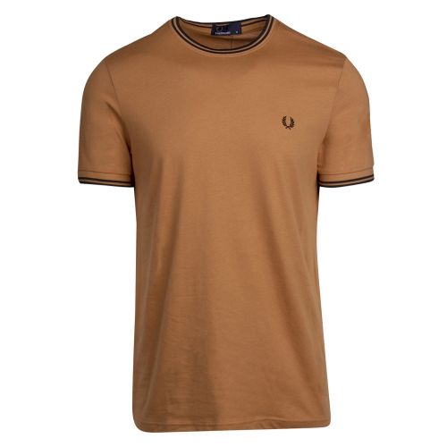 Mens Caramel Twin Tipped S/s T Shirt 38160 by Fred Perry from Hurleys