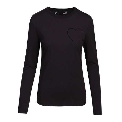 Womens Black Crystal Heart L/s T Shirt 89130 by Love Moschino from Hurleys