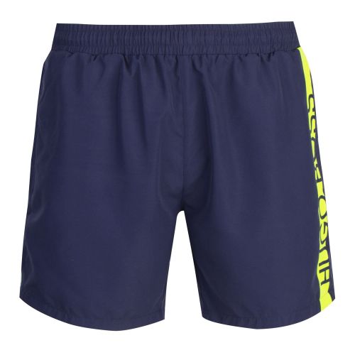 Mens Navy/Lime Dolphin Side Logo Swim Shorts 74417 by BOSS from Hurleys