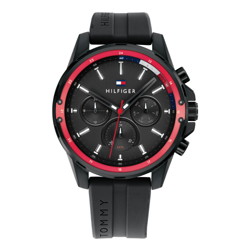 Mens Black/Red Mason Silicone Watch 79969 by Tommy Hilfiger from Hurleys
