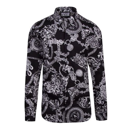 Mens Black Baroque Bijoux Print L/s Shirt 90332 by Versace Jeans Couture from Hurleys