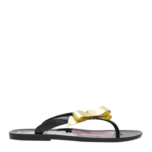 Womens Black Suzzip Bow Flip Flops 50090 by Ted Baker from Hurleys