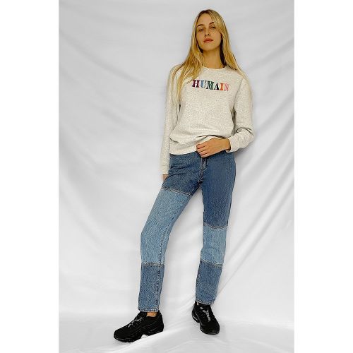 Womens Dove Grey Melange Humain Embroidered Sweat Top 97237 by French Connection from Hurleys