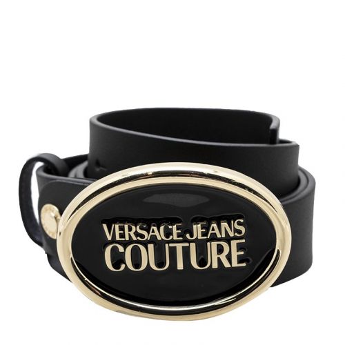 Womens Black Oval Buckle Leather Belt 103136 by Versace Jeans Couture from Hurleys