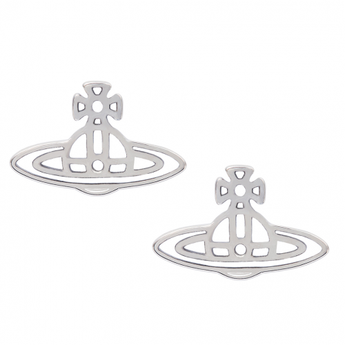 Vivienne Westwood Studs Womens Silver Thin Lines Flat Orb