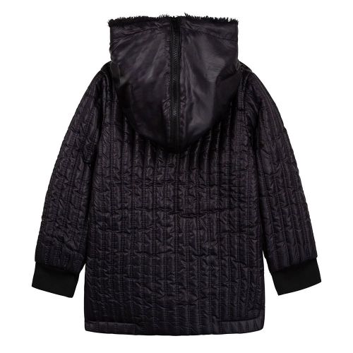 Girls Black Quilted Hooded Zip Through Coat 92515 by DKNY from Hurleys
