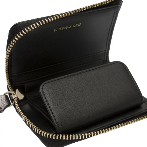 Womens Black Branded Small Zip Around Purse 37188 by Emporio Armani from Hurleys