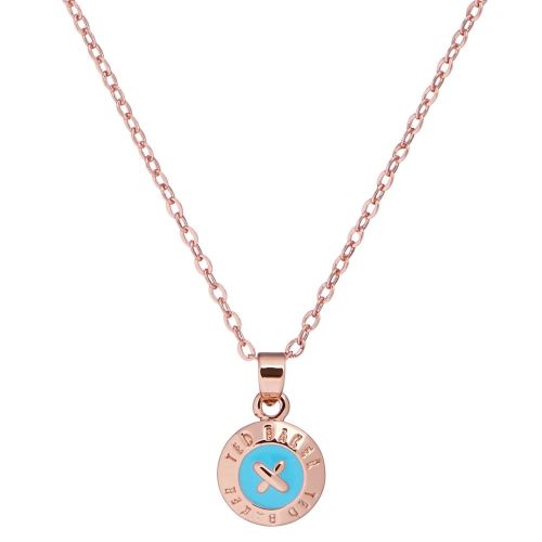 Womens Rose Gold & Turquoise Elvina Mini Button Pendant Necklace 24481 by Ted Baker from Hurleys