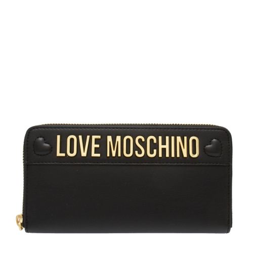 Womens Black Smooth Logo Zip Around Purse 79555 by Love Moschino from Hurleys