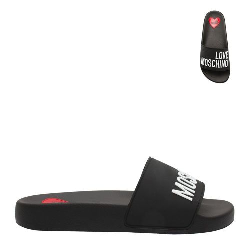 Womens Black Branded Slides 81586 by Love Moschino from Hurleys