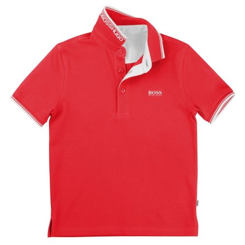 Boys Red Basic Branded S/s Polo Shirt 65418 by BOSS from Hurleys