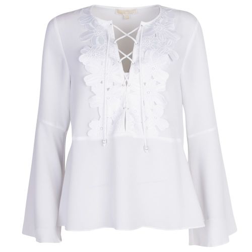 Womens White Kimono Lace Up Blouse 20283 by Michael Kors from Hurleys