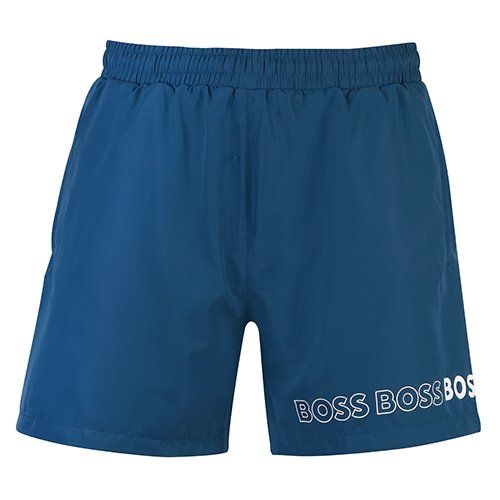 Mens Medium Blue Dolphin Repeat-Logo Swim Shorts 108313 by BOSS from Hurleys