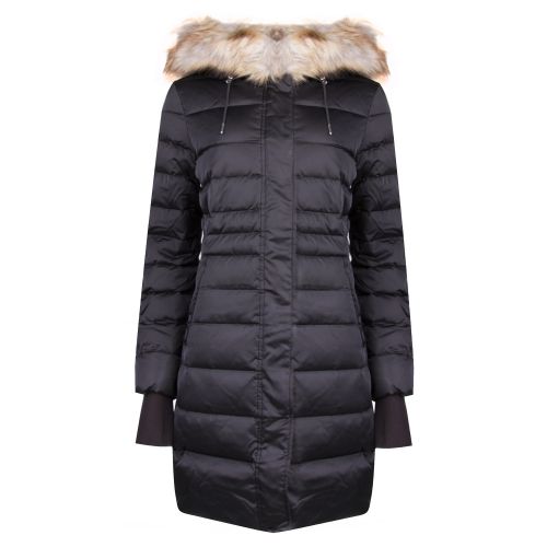 Womens Black Down Long Hooded Parka 28923 by Calvin Klein from Hurleys